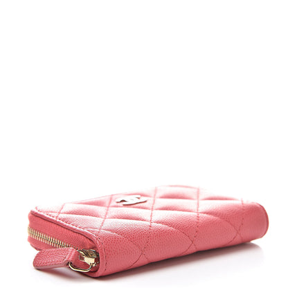 Chanel Caviar Quilted Zip Coin Purse Pink 4 of 10