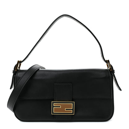Fendi Vitello Flamingo Enamel Baguette Black 1 of 10