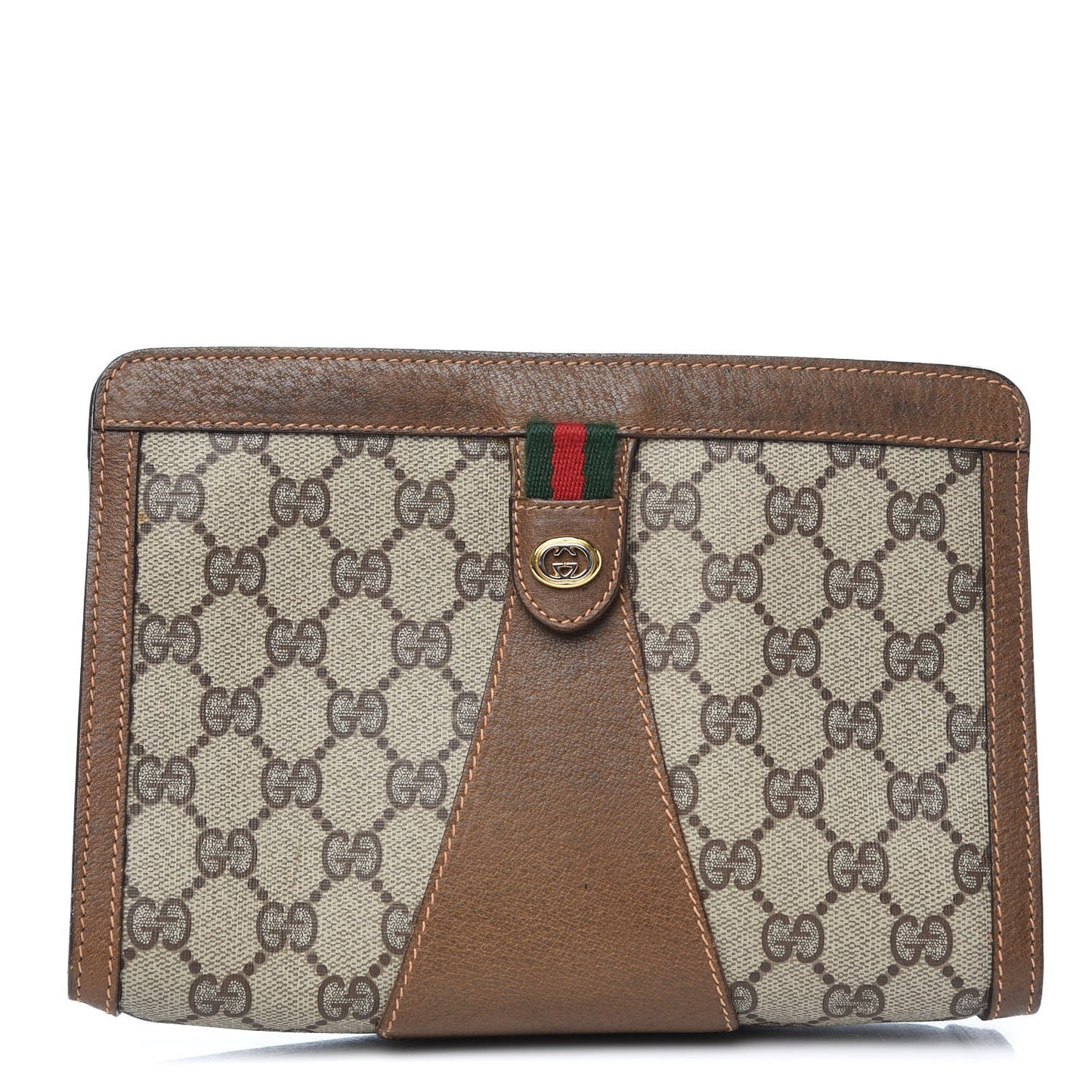 GG Plus Monogram Web Pouch Brown