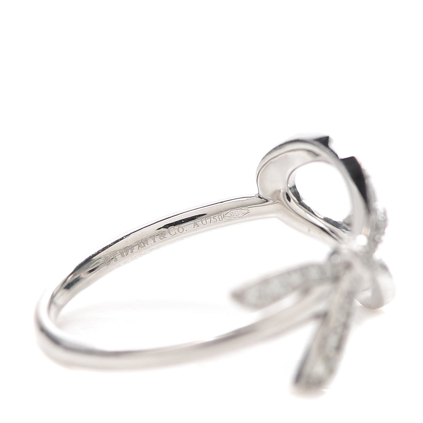 18K White Gold Diamond .40ct Bow Ring 54 7