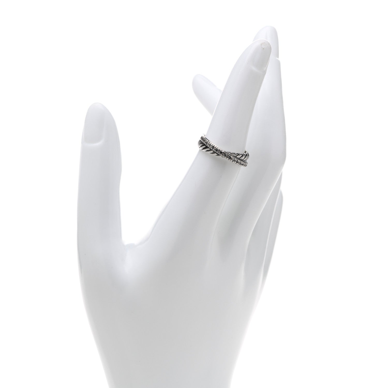 David Yurman Sterling Silver Diamond 5mm Crossover Ring 52 6 2 of 5