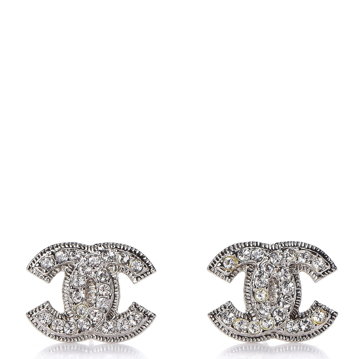 Chanel Crystal CC Earrings Silver 1 of 5