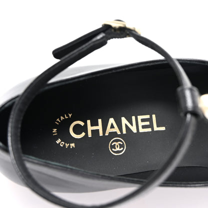 Chanel Goatskin Pearl Mary Janes Flats 39 Black 8 of 8