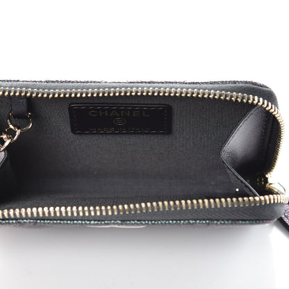 Chanel Iridescent Caviar Quilted Zipped Key Holder Case Black 5 of 9