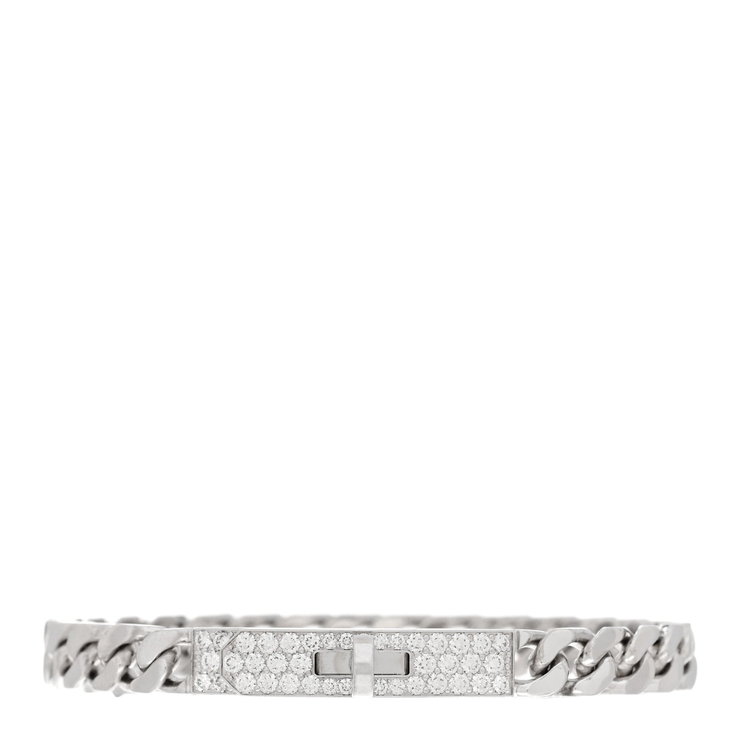 18K White Gold Diamond TPM Kelly Gourmette Bracelet SH
