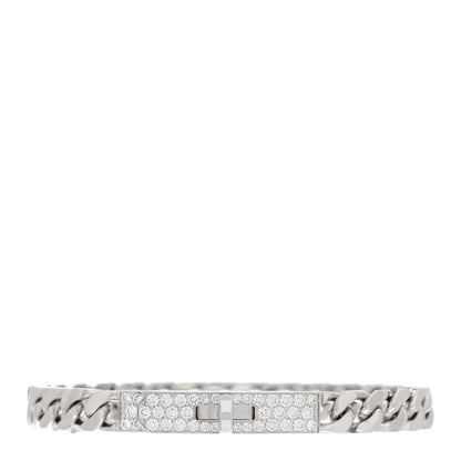 Hermes 18K White Gold Diamond TPM Kelly Gourmette Bracelet SH 1 of 4