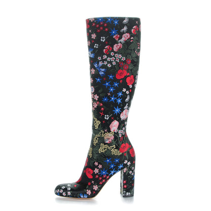 Valentino Garavani Brocade Camugarden Embroidered Knee Boots Nero Black 38 1 of 10