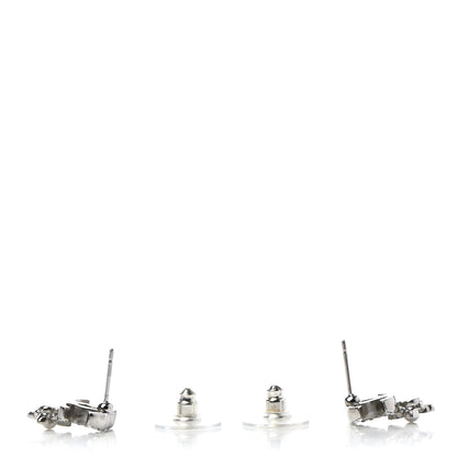 Chanel Crystal Pearl Flower CC Earrings Silver 3 of 5