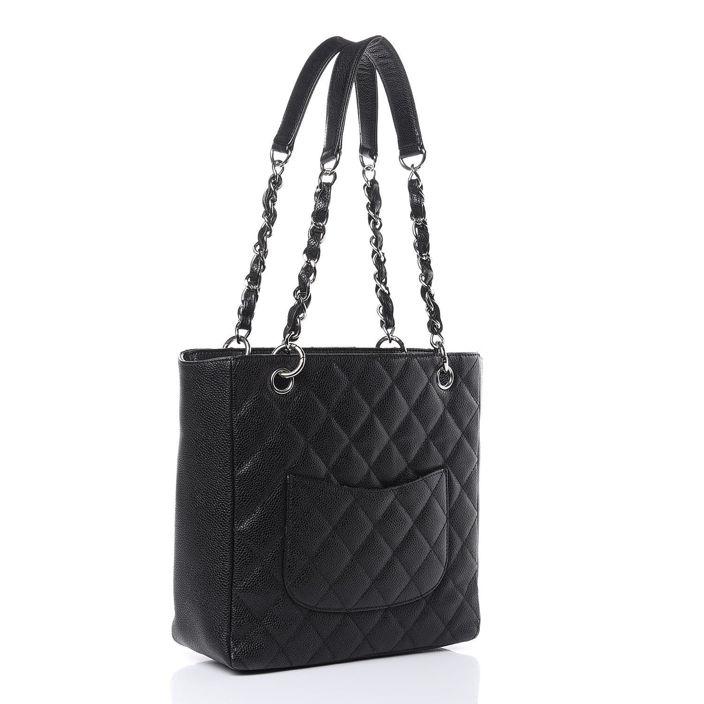 Caviar Quilted Petit Shopping Tote PST Black