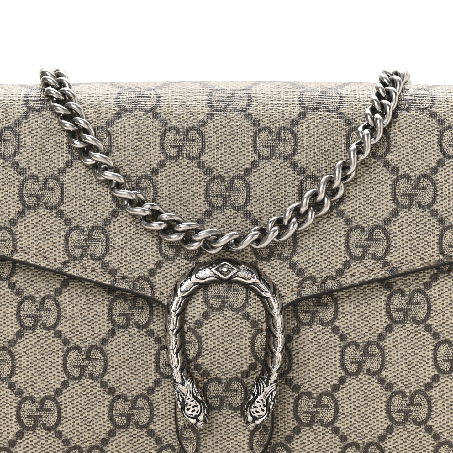 GG Supreme Monogram Mini Dionysus Chain Wallet Beige Taupe