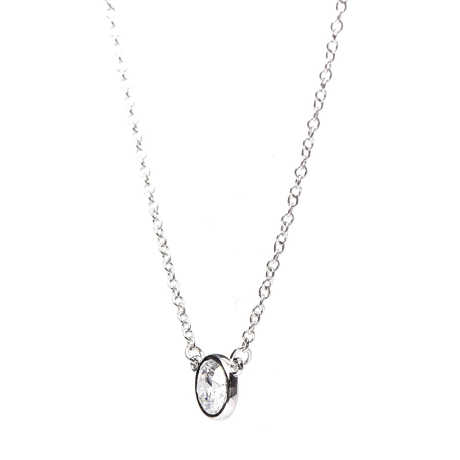 Tiffany Platinum Diamond .33ct Elsa Peretti Diamonds by the Yard Pendant Necklace 6 of 11