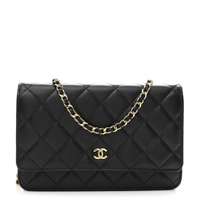 Chanel Lambskin Quilted Wallet On Chain WOC Black 1 of 11