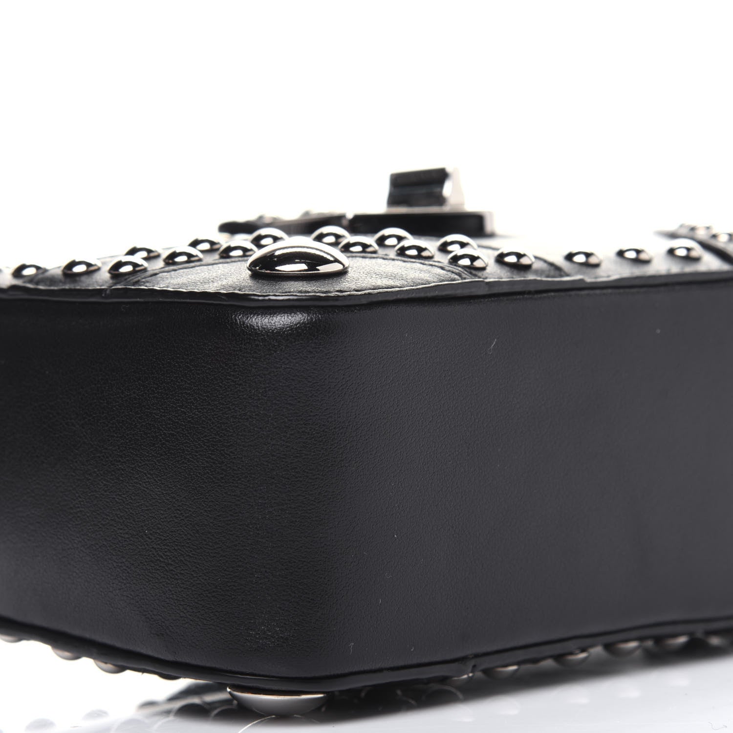 Prada Soft Calf Studded Clutch Black 10 of 12