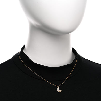 Van Cleef & Arpels 18K Yellow Gold Mother of Pearl Sweet Alhambra Butterfly Pendant Necklace 2 of 5