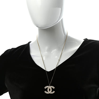 Chanel Metal Quilted CC Pendant Necklace Gold White 2 of 5