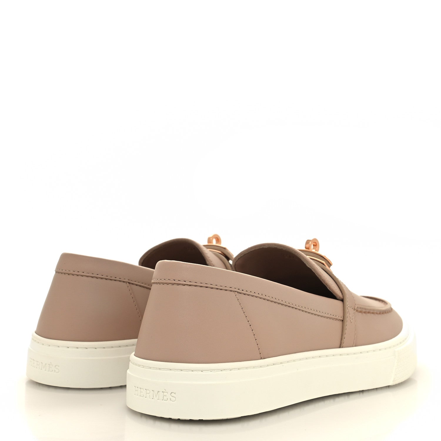 Hermes Calfskin Game Slip On Sneakers 37.5 Beige Nude 4 of 8