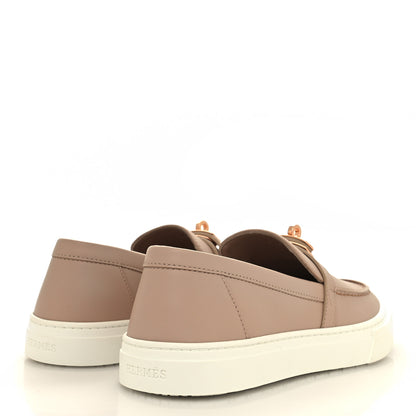 Hermes Calfskin Game Slip On Sneakers 37.5 Beige Nude 4 of 8