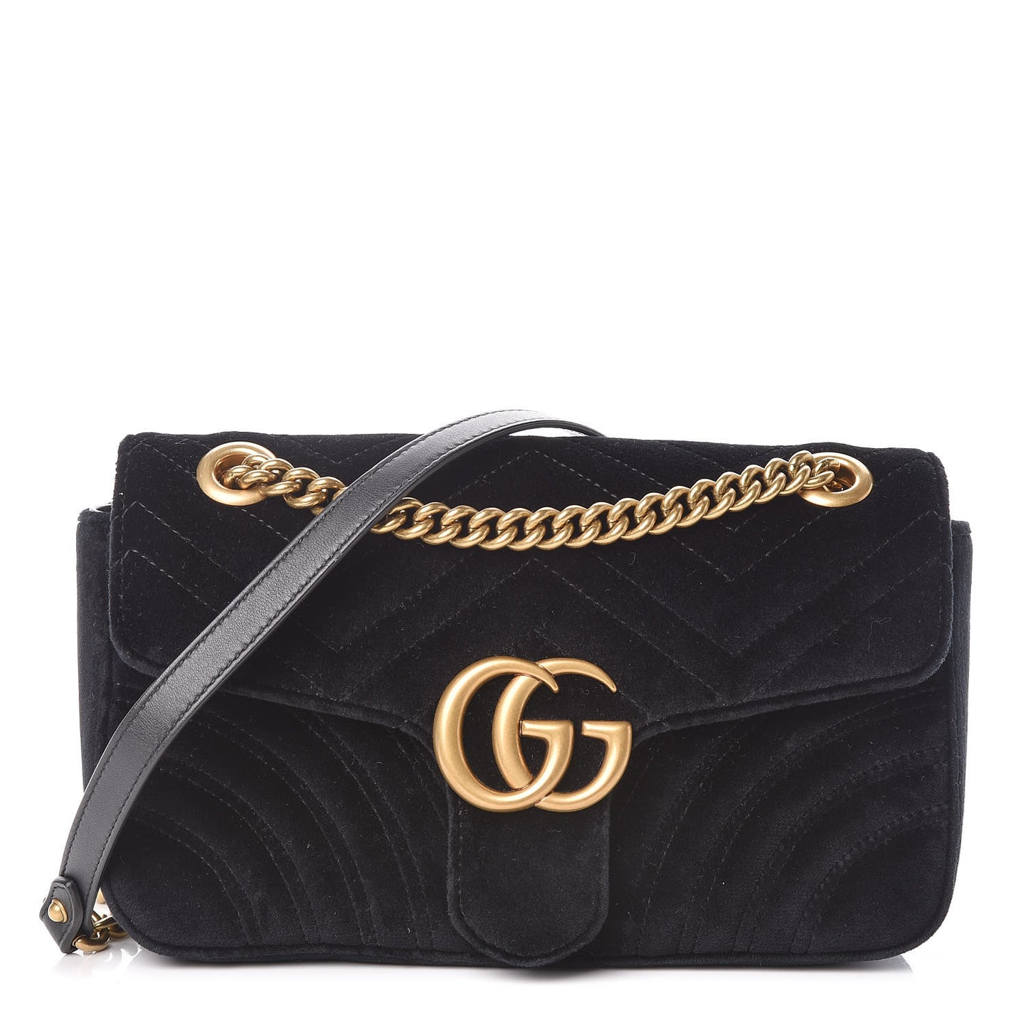 Velvet Matelasse Small GG Marmont Shoulder Bag Black