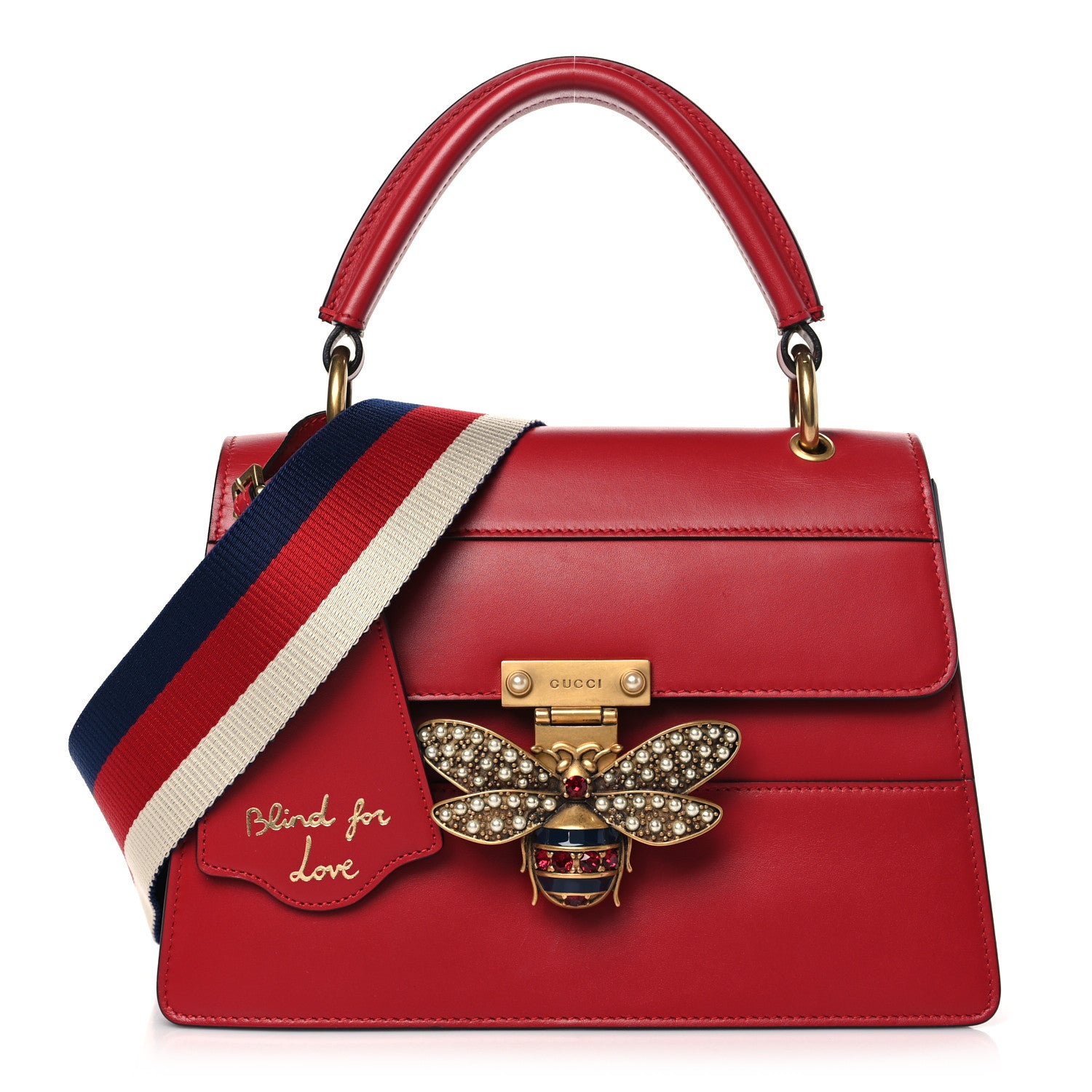 Gucci Calfskin Sylvie Web Small Queen Margaret Top Handle Bag Red 1 of 9