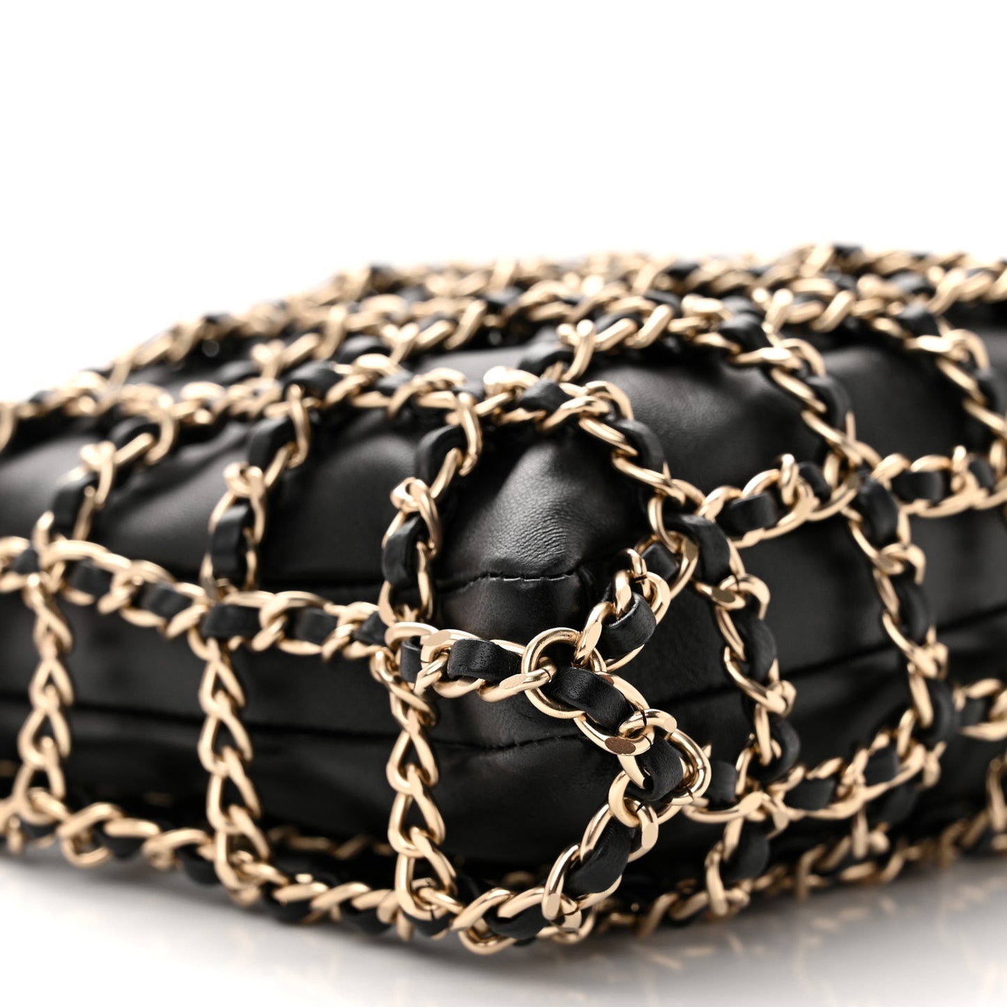 Lambskin Shopping Chain Tote Black