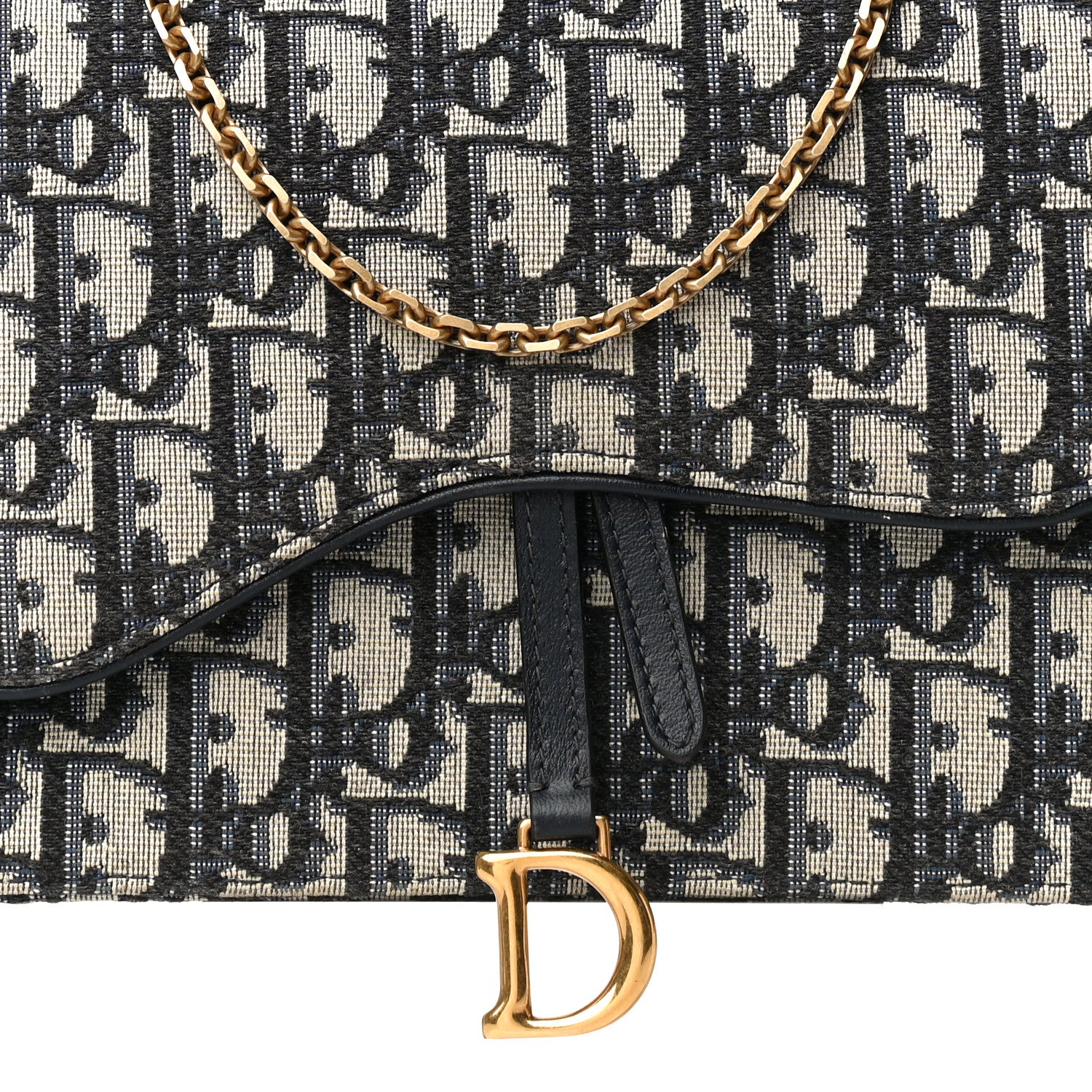 Christian Dior Oblique Saddle Chain Pouch Blue 7 of 16