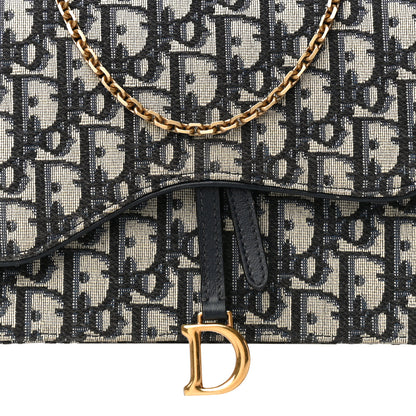 Christian Dior Oblique Saddle Chain Pouch Blue 7 of 16