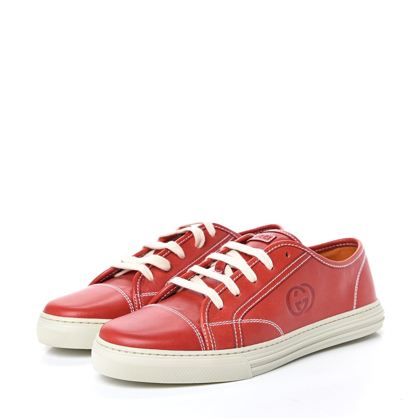 Calfskin Womens Interlocking G Sneakers 40 Red