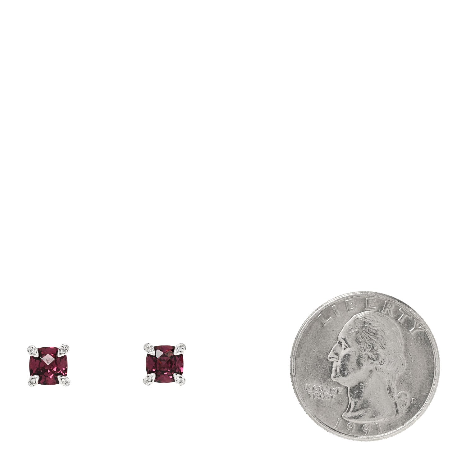 David Yurman Sterling Silver Diamond Rhodolite Petite Chatelaine Earrings 2 of 4
