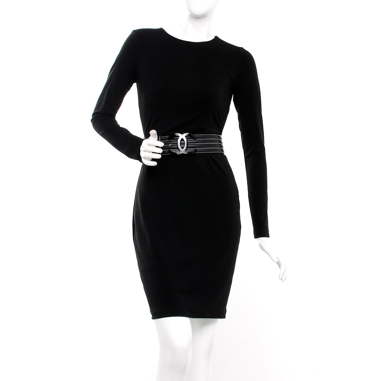 Chanel Calfskin Stitched CC Belt 85 34 Black 2 of 9