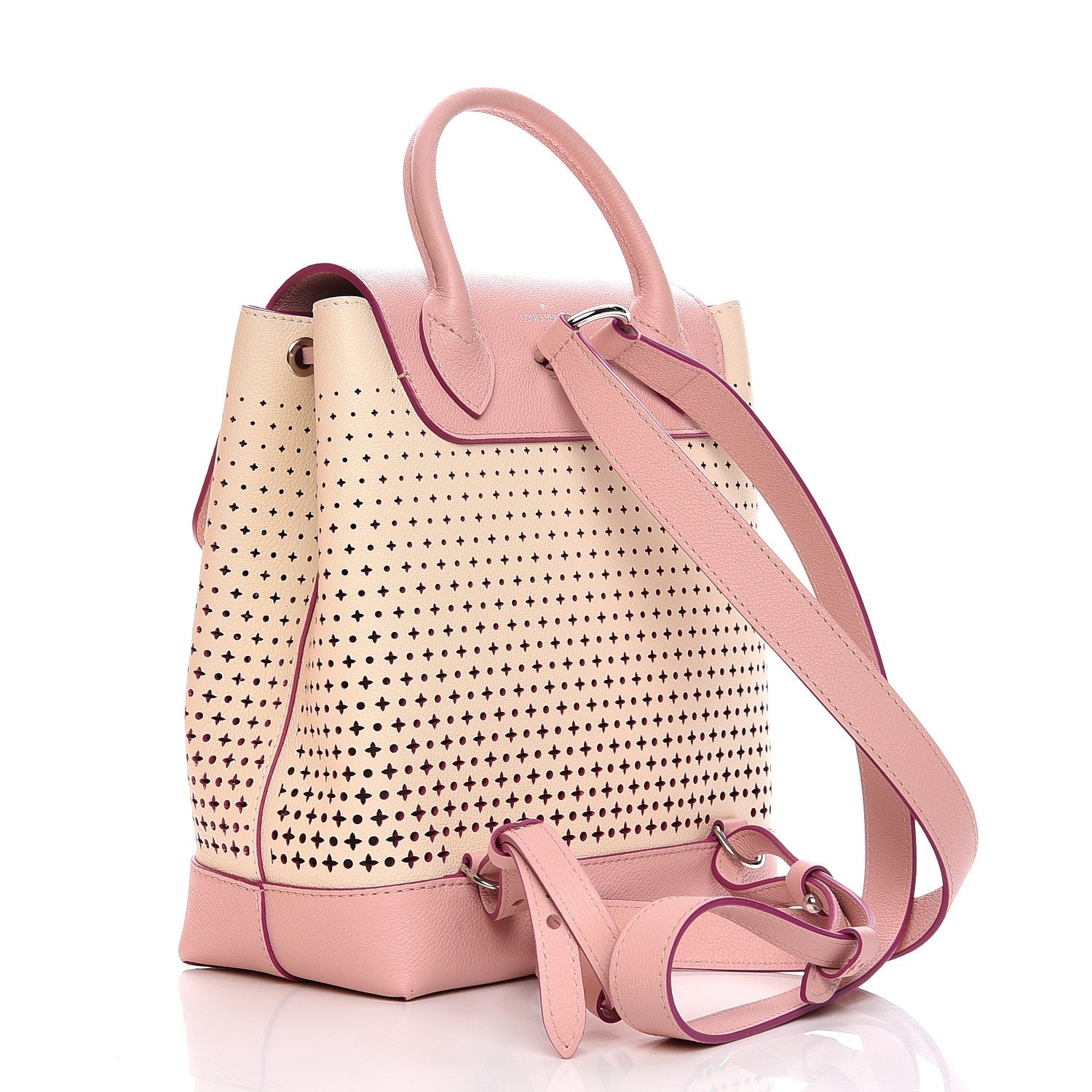 Louis Vuitton Perforated Calfskin Lockme Backpack Rose Poudre Creme 3 of 9