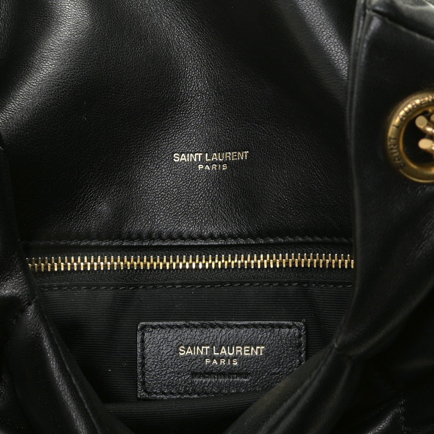 Saint Laurent Lambskin Quilted Small Loulou Puffer Monogram Chain Satchel Black 8 of 8