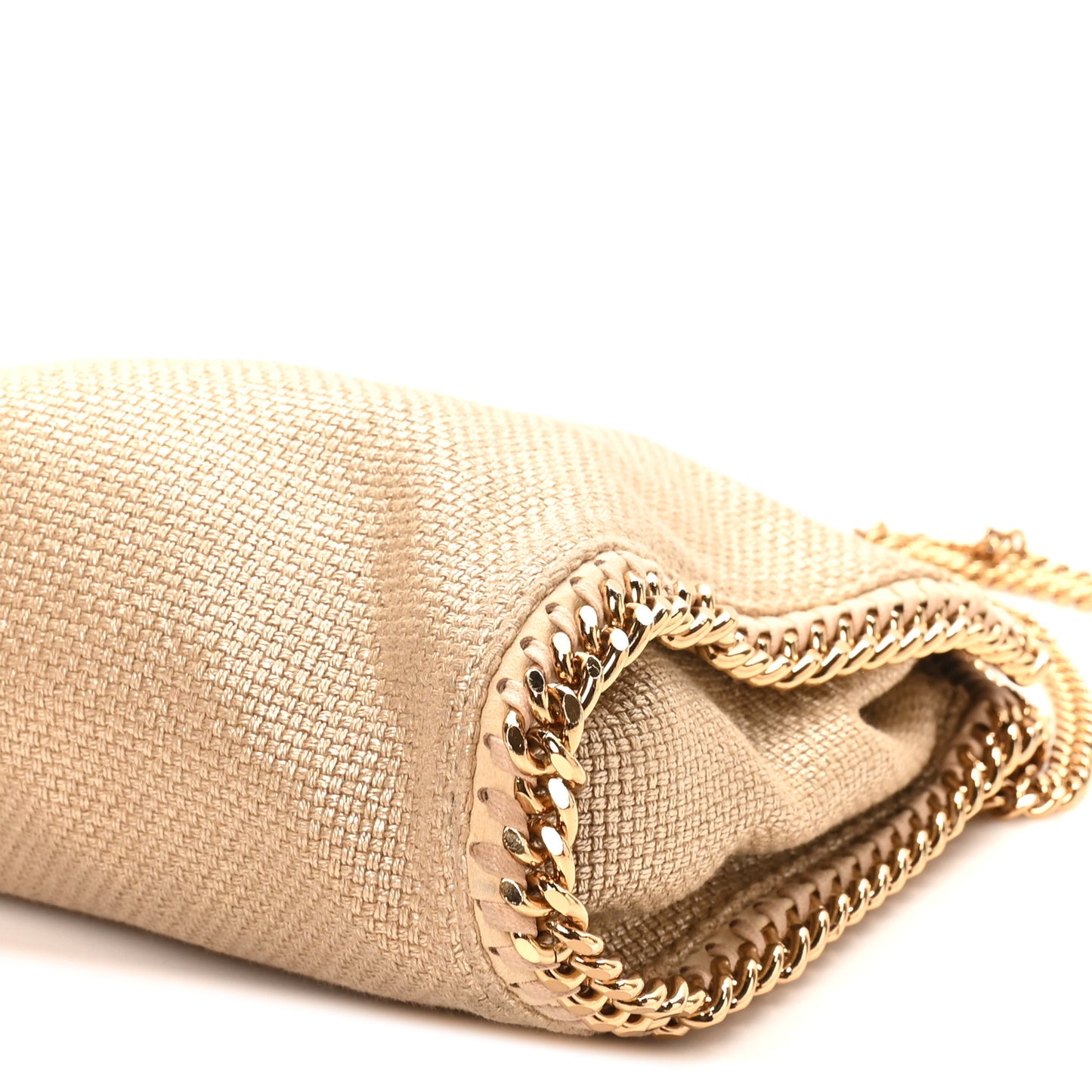 Metallic Woven Boucle Mini Fold Over Falabella Tote Gold