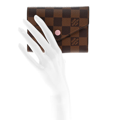 Louis Vuitton Damier Ebene Victorine Wallet Rose Ballerine 2 of 7
