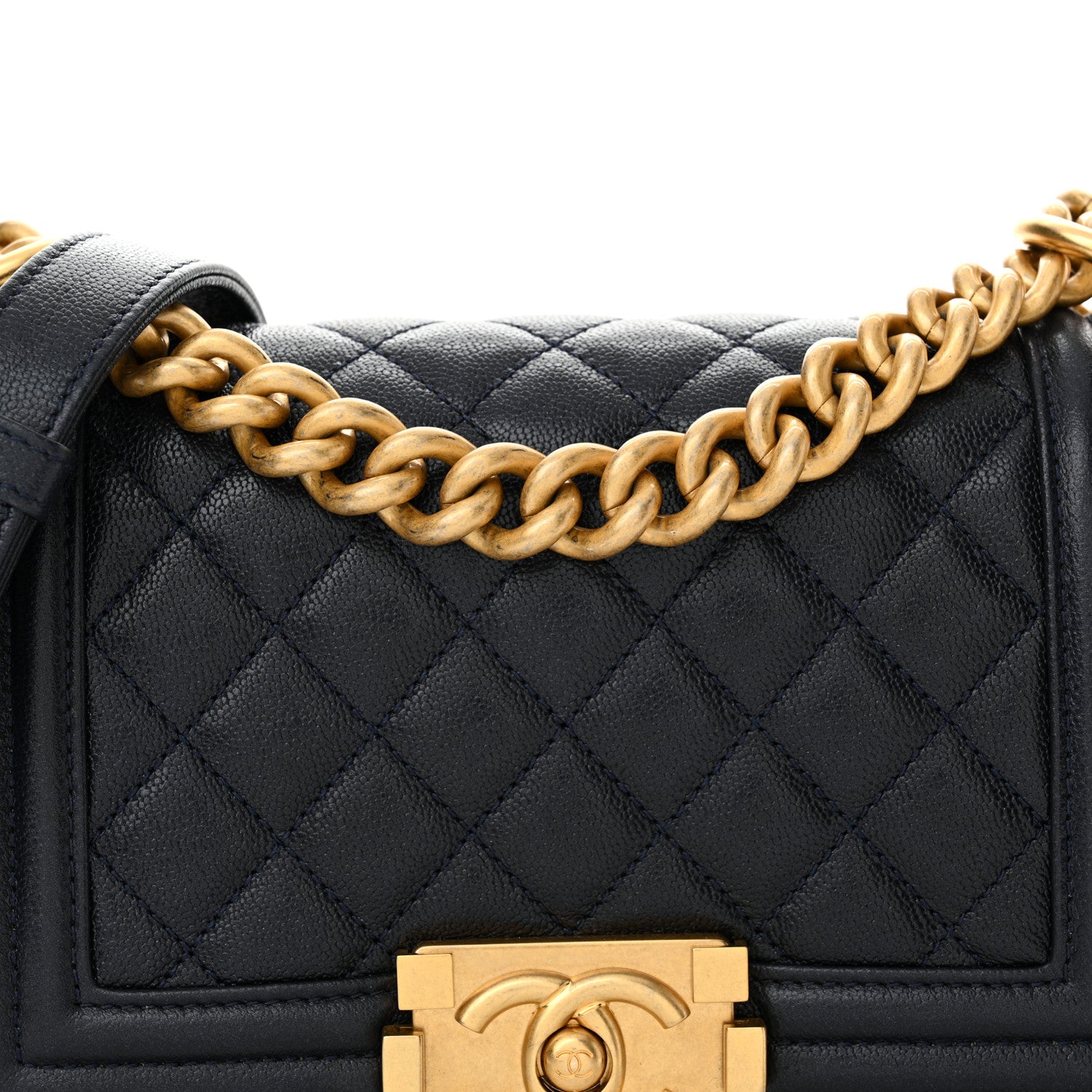 Chanel Pearly Caviar Quilted Small Boy Flap Navy 8 of 10