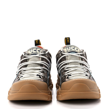 Gucci X SEGA Metallic Calfskin Mesh Womens Flashtrek Sneakers 40 Rame Mystic White Lago 2 of 7