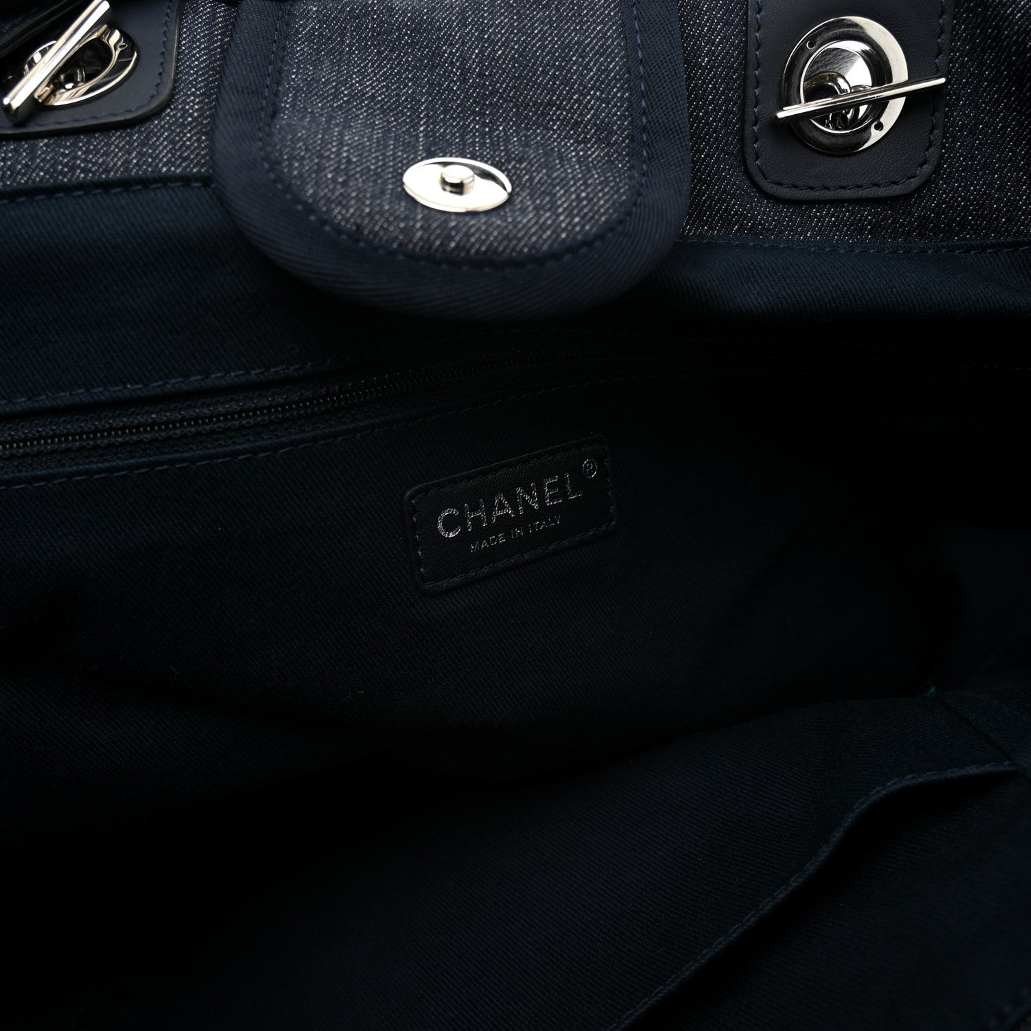 Chanel Denim Large Deauville Tote Dark Blue 6 of 10