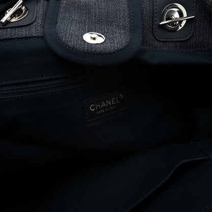 Chanel Denim Large Deauville Tote Dark Blue 6 of 10