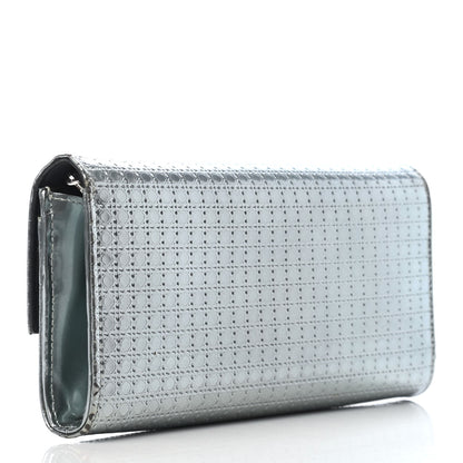 Christian Dior Metallic Calfskin Micro-Cannage Lady Dior Croisiere Chain Wallet Blue 3 of 8