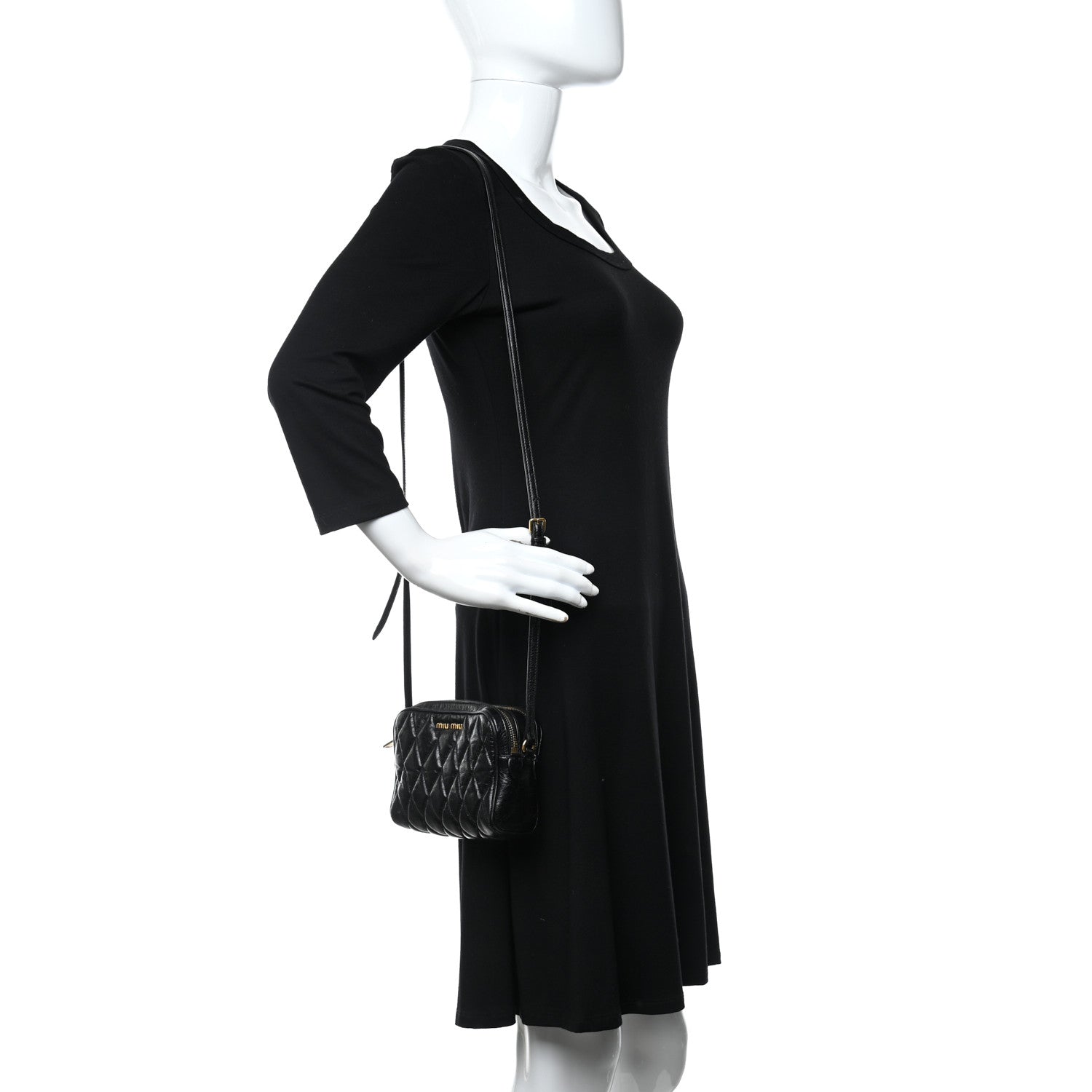 Miu Miu Vitello Shine Quilted Camera Bag Black 2 of 10