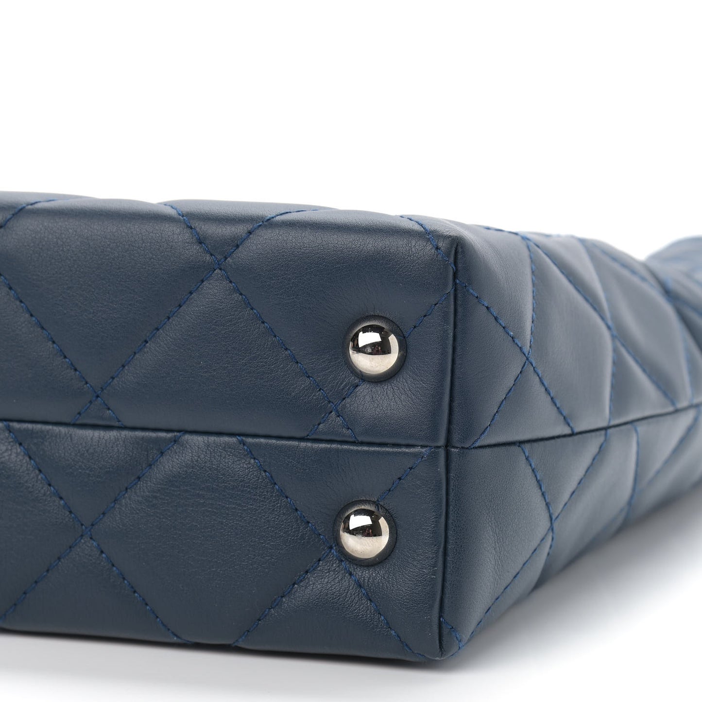 Calfskin Quilted In The Business North South Tote Blue