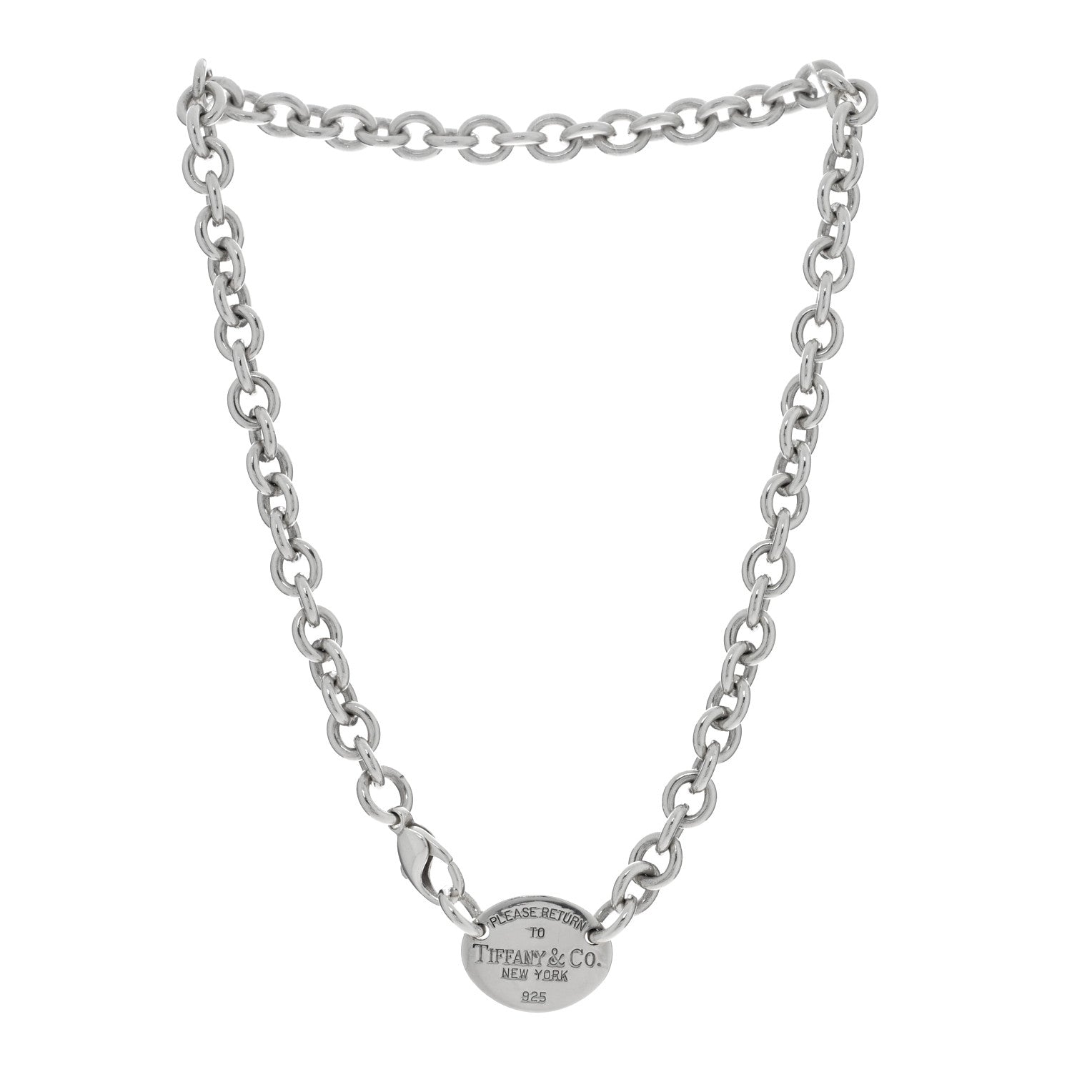 Tiffany Sterling Silver Return to Tiffany Oval Tag Choker Necklace 3 of 4