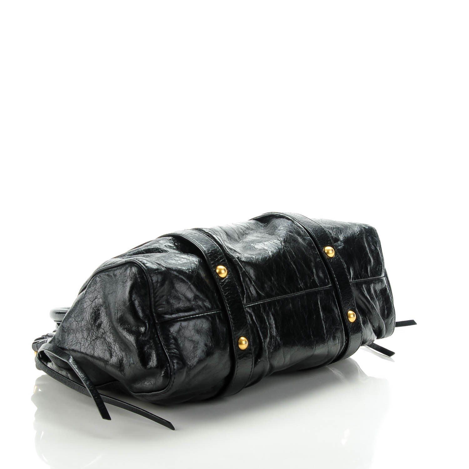 Miu Miu Vitello Lux Gathered Tote Nero Black 4 of 8