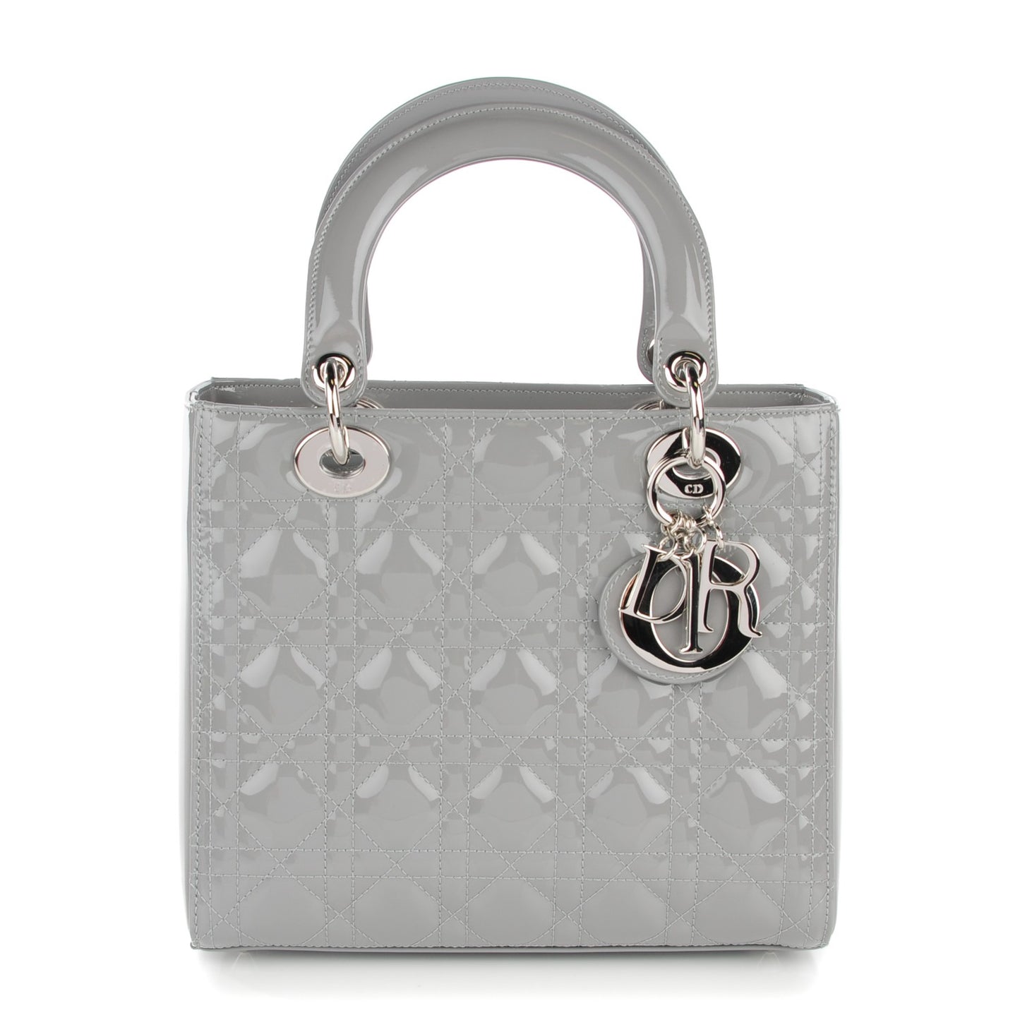 Patent Cannage Medium Lady Dior Grey