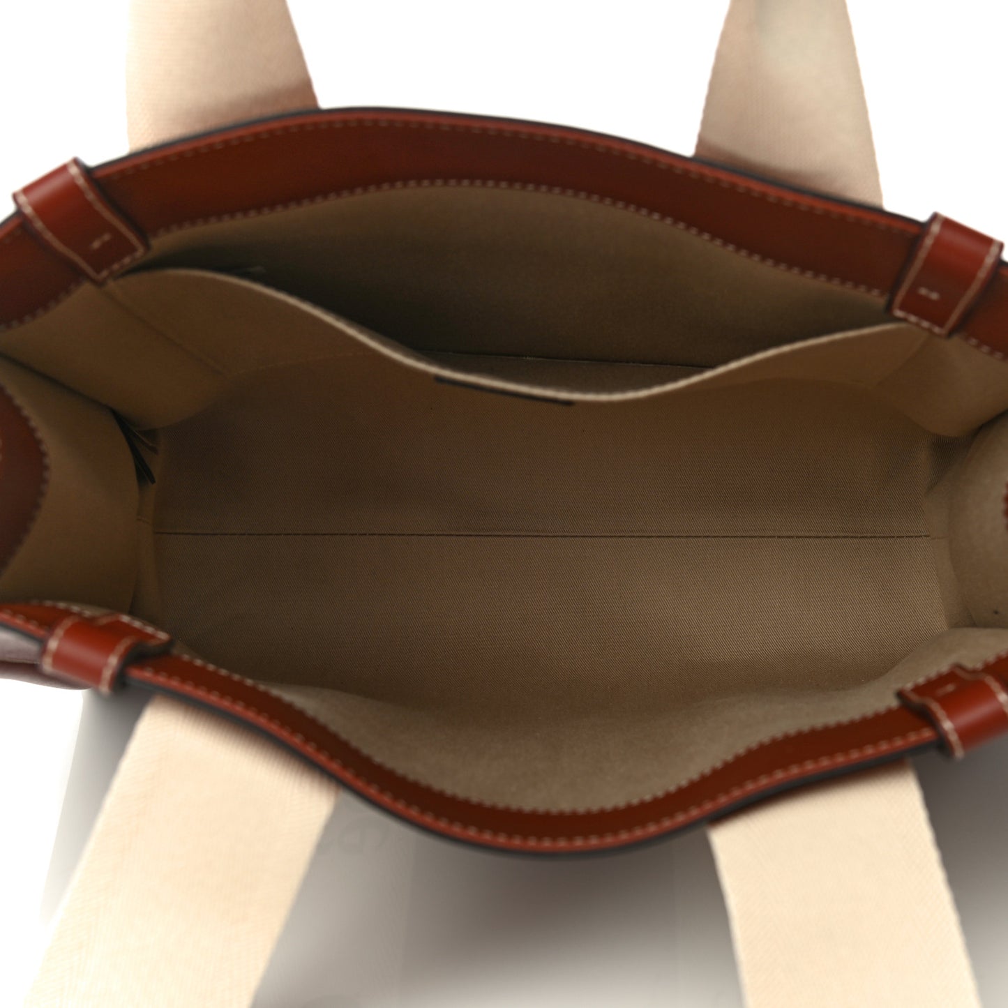 Calfskin Medium Woody Ribbon Tote Sepia Brown