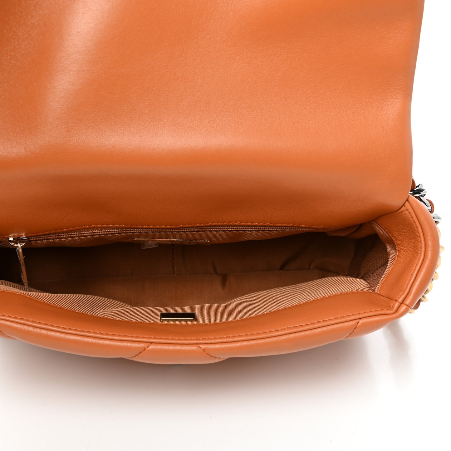 Lambskin Quilted Medium Chanel 19 Flap Light Brown
