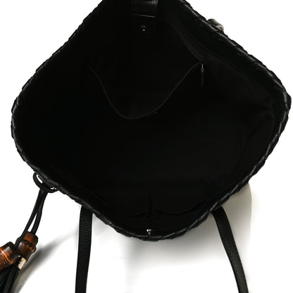 Gucci Pebbled Calfskin Bamboo Tassel Tote Black 4 of 12