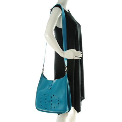 Hermes Taurillon Clemence Evelyne III GM Turquoise 2 of 9
