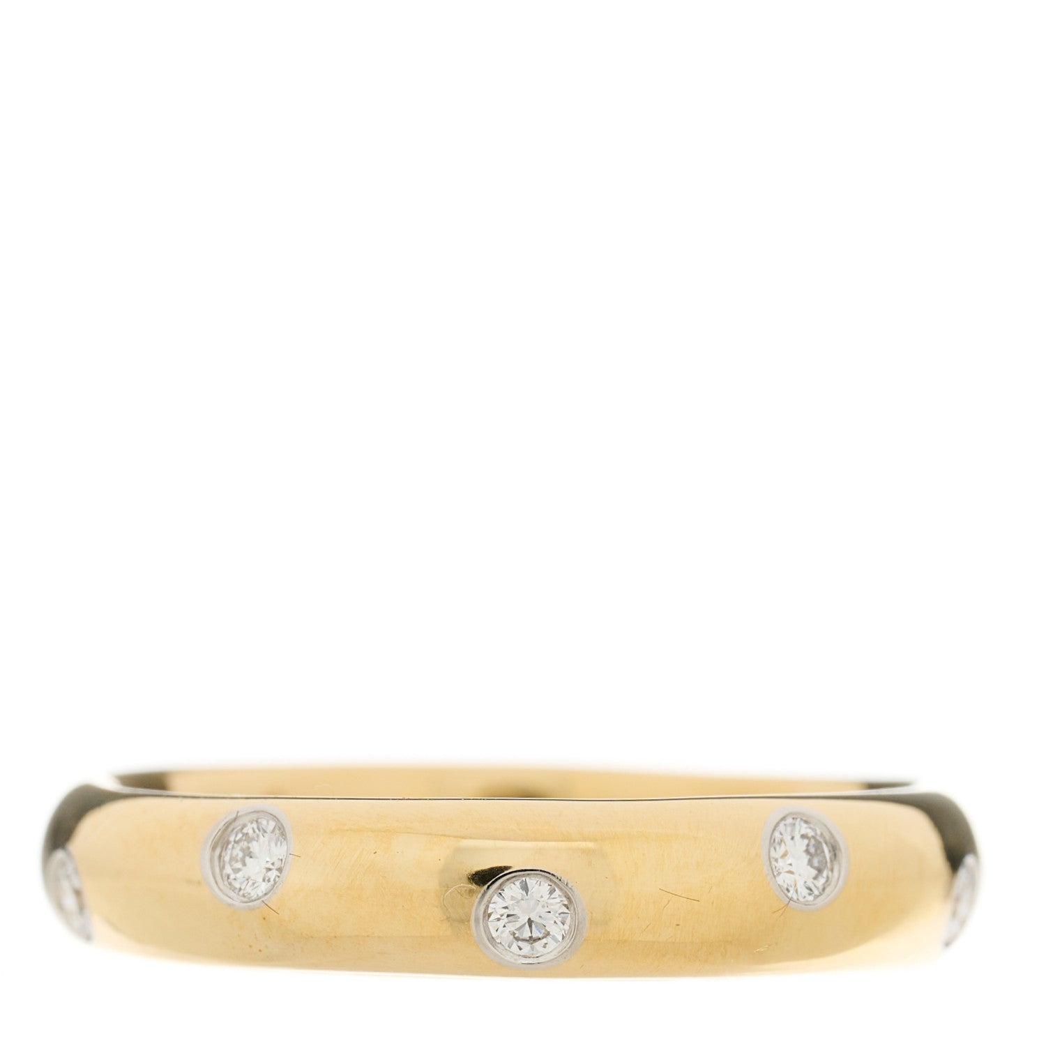 Tiffany 18K Yellow Gold Platinum Diamond 4mm Etoile Band Ring 55 7.25 3 of 6
