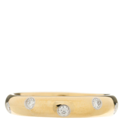 Tiffany 18K Yellow Gold Platinum Diamond 4mm Etoile Band Ring 55 7.25 3 of 6