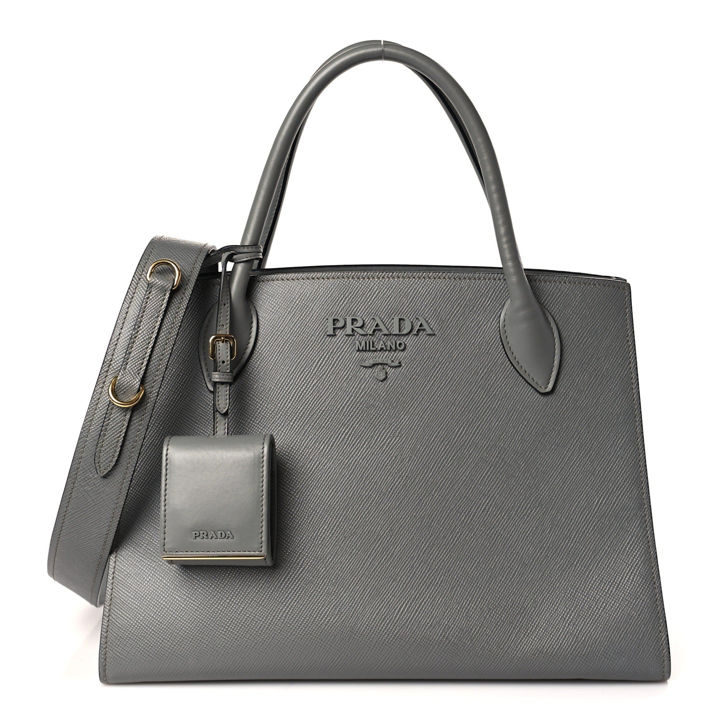 Saffiano Cuir Calfskin Medium Monochrome Top Handle Tote Ardesia